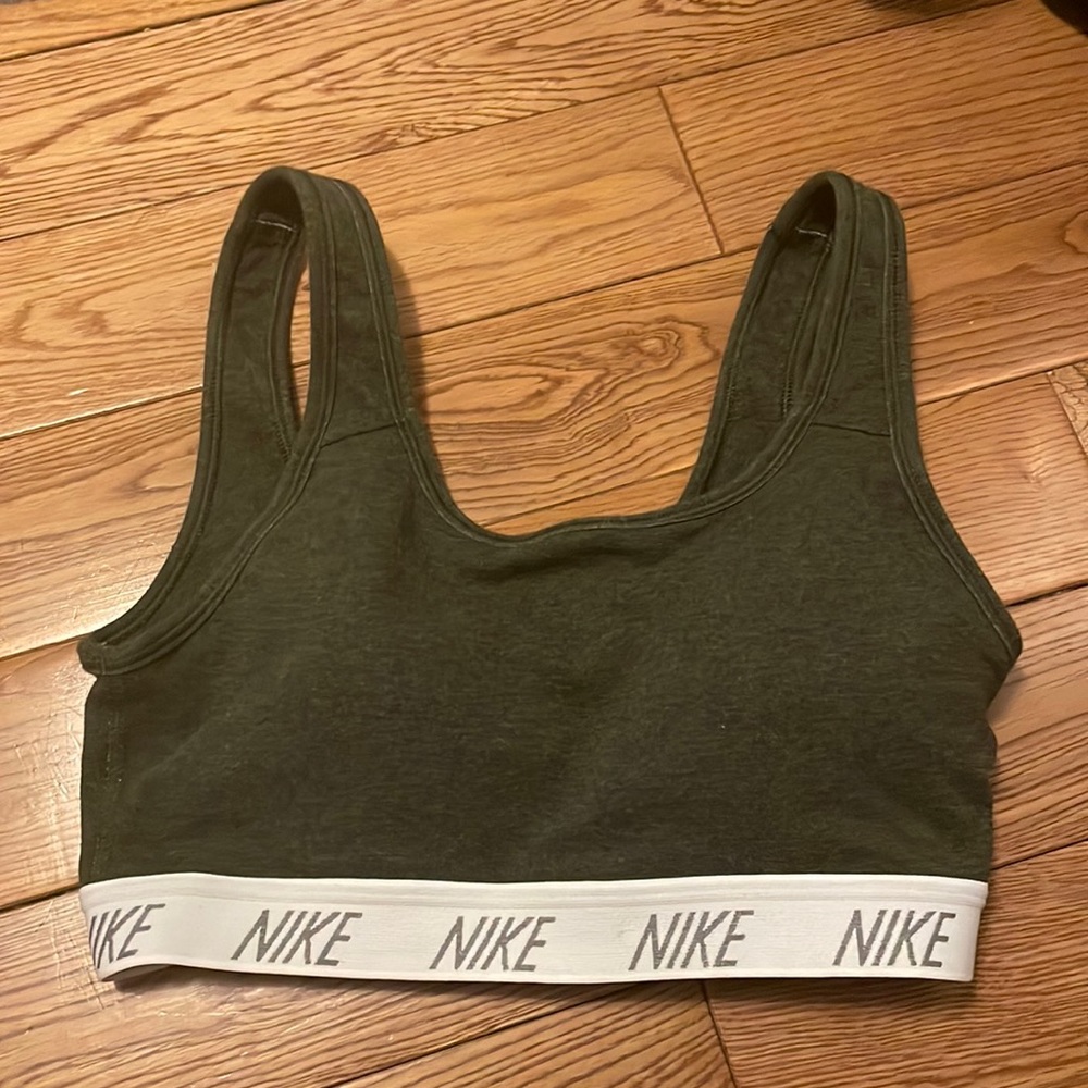 nike army green cotton sports bra
